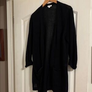 J. Jill Black Linen/Cotton Blend Cardigan - L